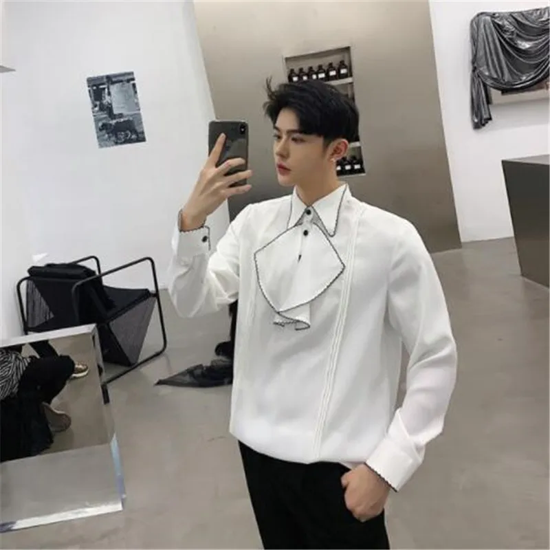 Роскошные Королевские винтажные рубашки Camisa Social Tuxedo Мужские рубашки в стиле барокко мужские Клубные наряды курить белое черное свадебное платье рубашка