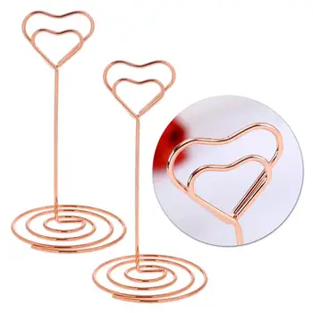 

10pcs 120mm Heart-shaped Number Card Holders Photo Holder Stands Place Card Paper Menu Clips for Wedding Party Decor Supplies