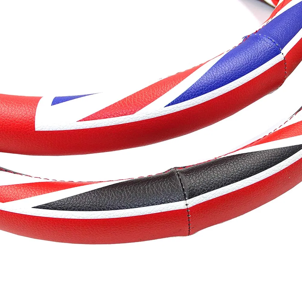Universal Union Jack 38CM PU Leather Car Steering Wheel Cover Decoration For Mini Cooper JCW S Clubman Countryman Car Styling