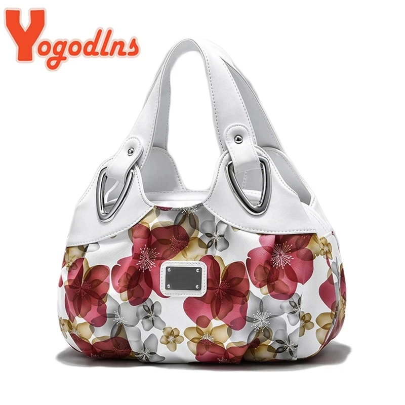 Yogodlns Luxury Handbag Women Printing PU Leather Handle Bag Fashion Brand Lady Tote Big Capacity Shoulder Bag Shopping Purse