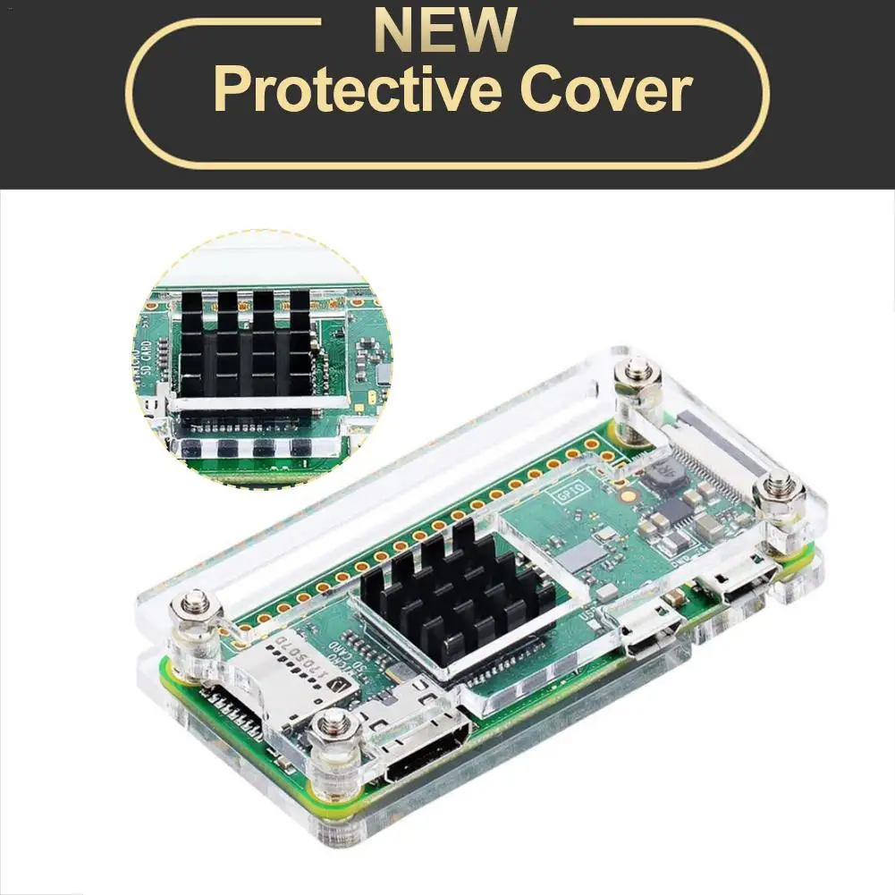 

For Raspberry Pi ZERO Transparent Protective Case Kit With Heat Sink Screwdriver Pins