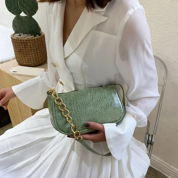 

Fashion Alligator Pattern Handbag Women Retro Shoulder Bags Totes Female Elegant PU Leather Underarm Purse Clutch 2020 New