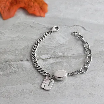 

Geometric 925 Sterling Silver Hand Made Good Luck Bean Charm Bracelet For Women Jewelry Gifts 2020