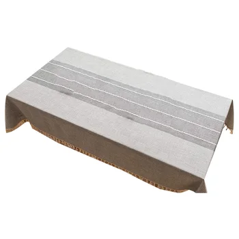 

Cotton Linen Wrinkle Free Rectangle Waterproof Tassel Table Cloth Tablecloths Washable for Dinning Party Grey 1.4X1.8M