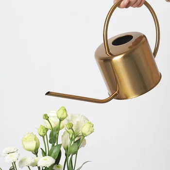 

High Quality 304 Stainless Steel Watering Pot Gardening 1300ml household green plant gold small watering pot Garden Supplies Go