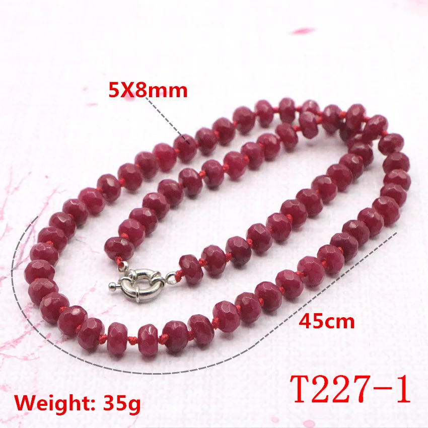 Natural stone 5X8mm agate red jade jasper lapis lazuli crystal necklace women in Choker necklaces 45cm fashion energy jewelry wholesale (32)(2)