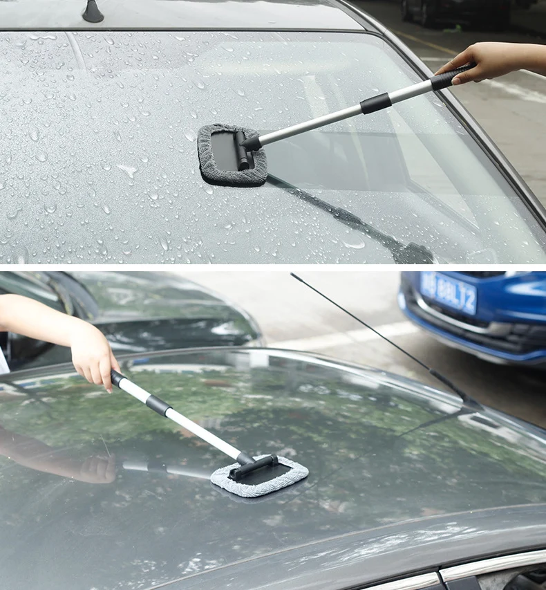 Инструмент для чистки лобового стекла автомобиля Выдвижная алюминиевая ручка w/крышки из микрофибры