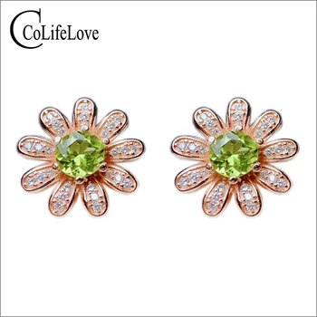 価格 Colife Jewlery 天然ペリドットスタッドイヤリング日常着のための 5 ミリメートル本物のペリドットイヤリング 925 シルバーペリドットの宝石類のギフト女の子