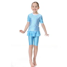 Мусульманский купальный костюм для девочек; Детский костюм из двух предметов с короткими рукавами; арабский ислам; милый детский праздничный пляжный купальный костюм