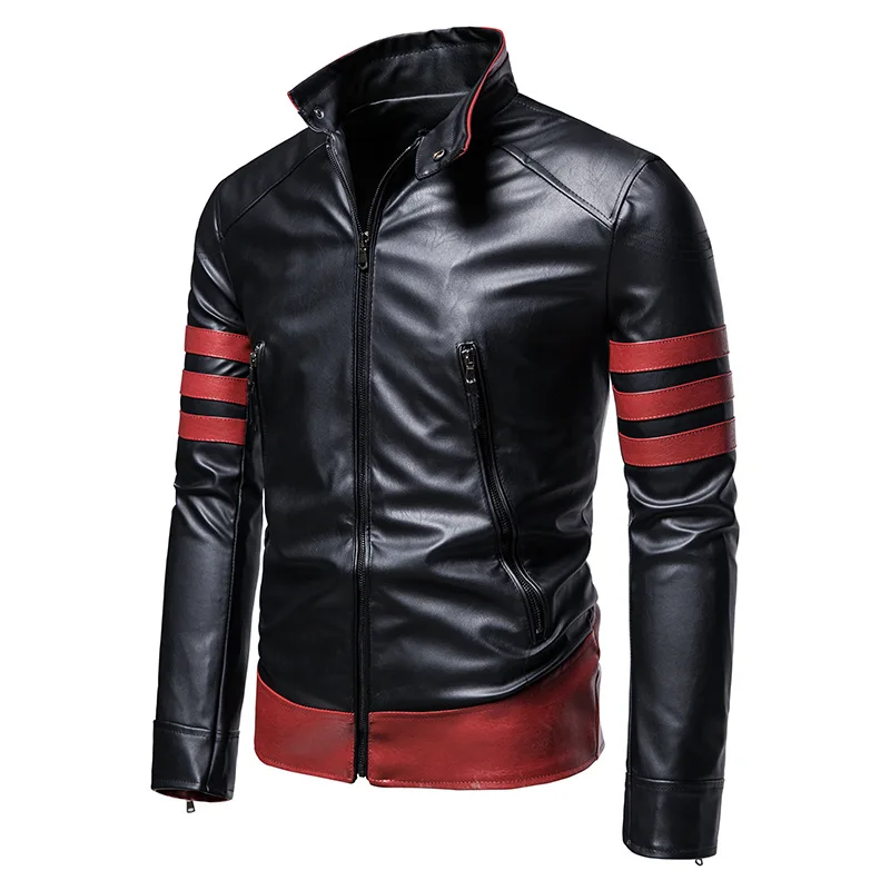 Factory Price Chaqueta Motera Hombre Spring And Autumn Men's Leather Jacket Motorcycle Leather Large red leather jacket mens