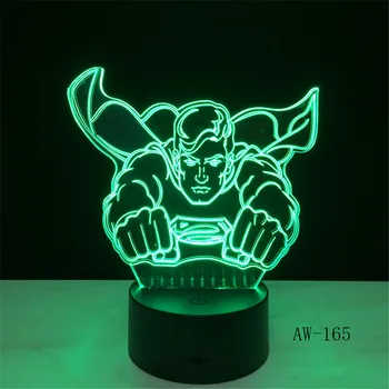 

New Colorful Luminaria Superhero Flying Superman Figure Color Changing Light Plastic Base 3D For Kids Birthday Gift AW-165