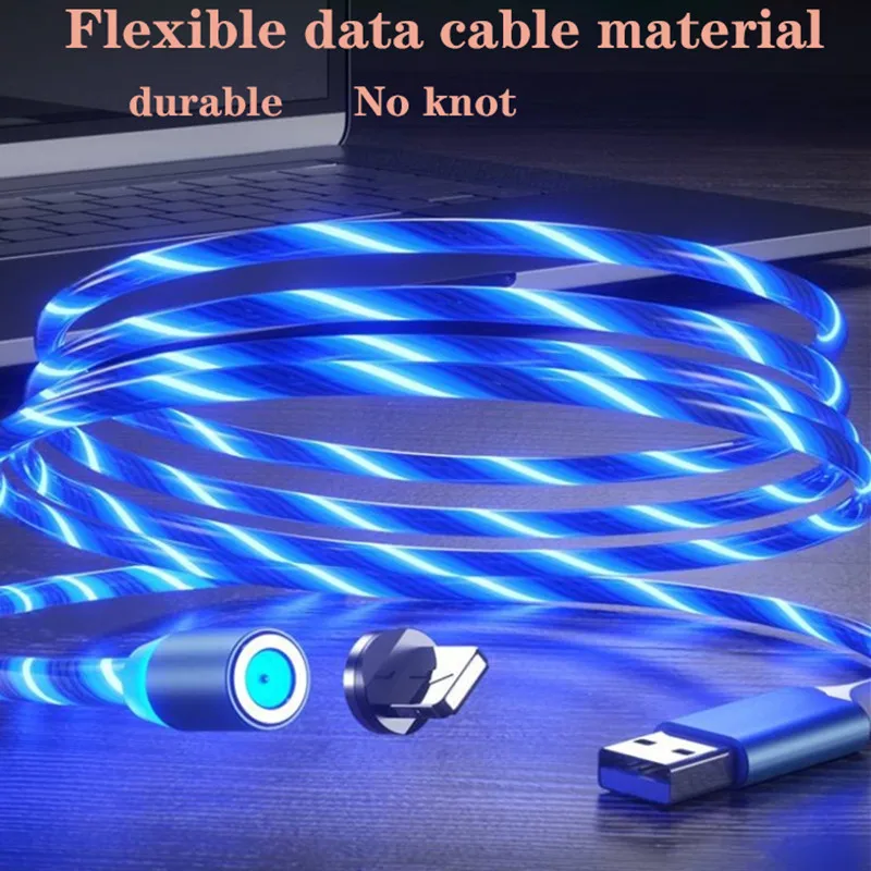 1 м Магнитный зарядный кабель usb type C стример освещение для iPhone x xr samaung huawei Xiaomi