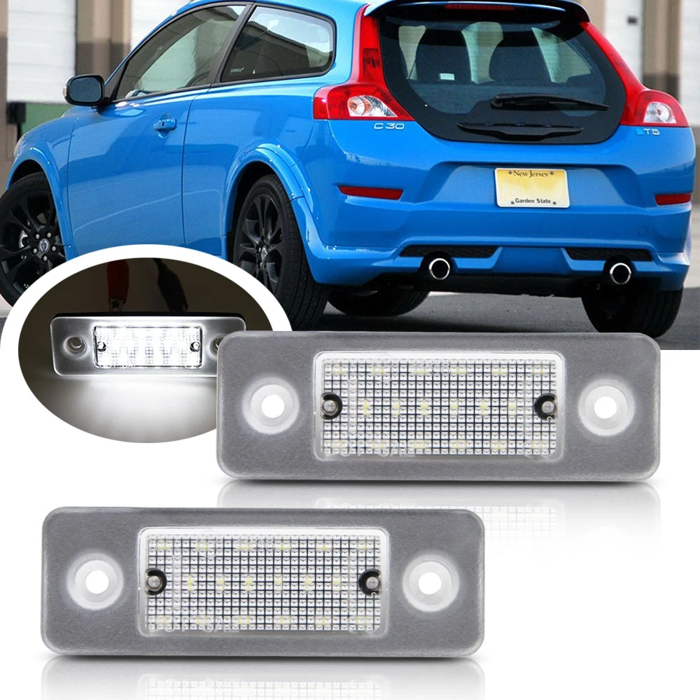 2pcs LED License Plate Number Lights Lamp Error Free For Volvo C30 2008