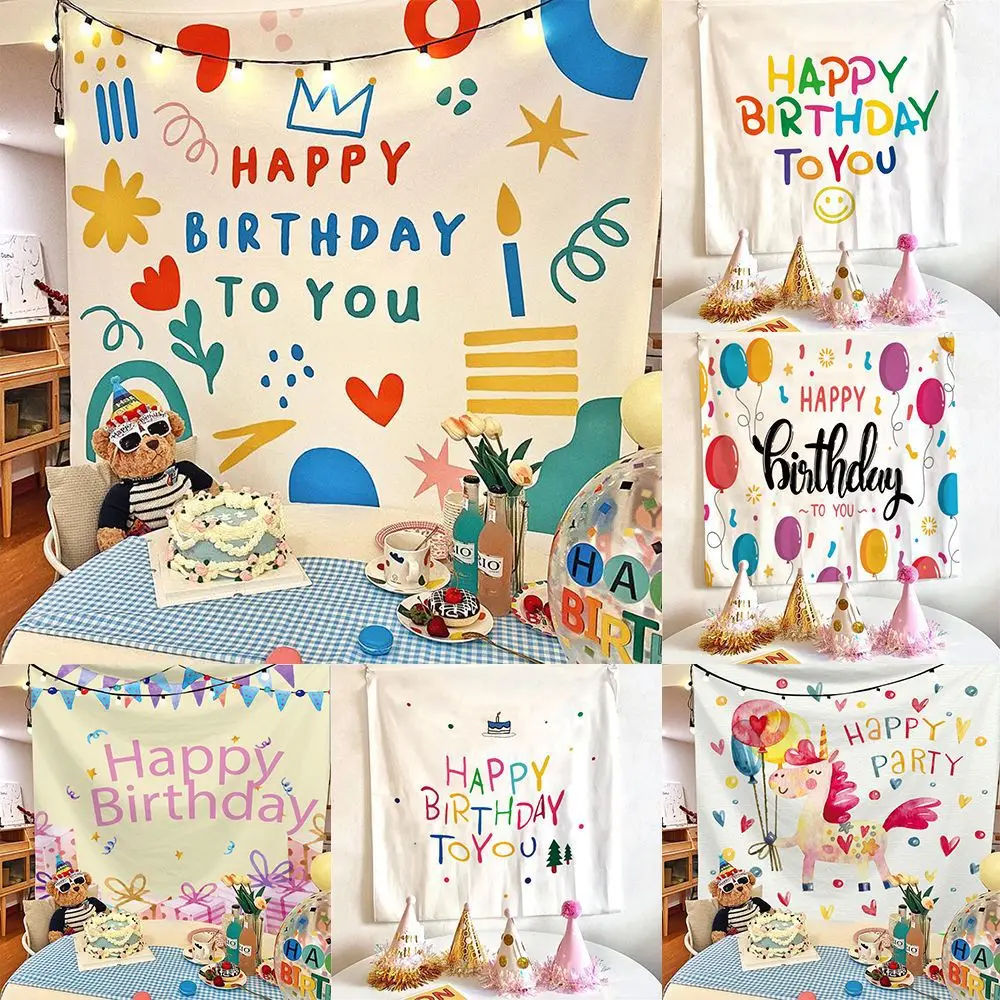 Party Decorations Tapestry Decorations Happy Birthday Background Cloth Kawaii Children's Room