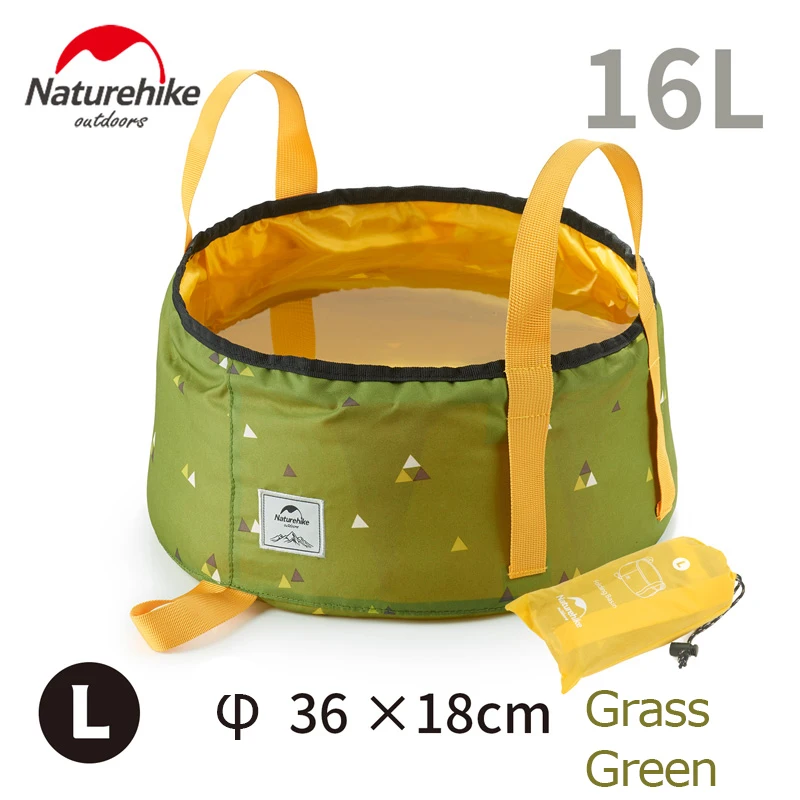 NatureHike NH18L010-P складной умывальник ведро умывальник Кемпинг воды горшок мешок контейнер для автомобиля Рыбалка - Цвет: 16L Grass Green