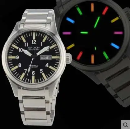 Часы EPOCH Tritium T100 Радужный светильник Мужские автоматические механические часы