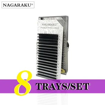 

NAGARAKU 8 cases bulk 7~15mm MIX Faux mink eyelash extension natural 16rows lash trays individual eyelashes makeup cilios