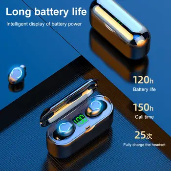 

In ear Earphones F9-8 Mini Portable Wireless Bluetooth 5.0 Headset HiFi In-ear Sport Phone Earphones