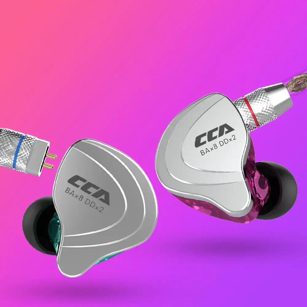 CCA C10 4BA+ 1DD HiFi наушники 4 сбалансированные Armatured 1 динамический в ухо 10 приводных устройств 3,5 мм спортивные наушники с микрофоном съемный