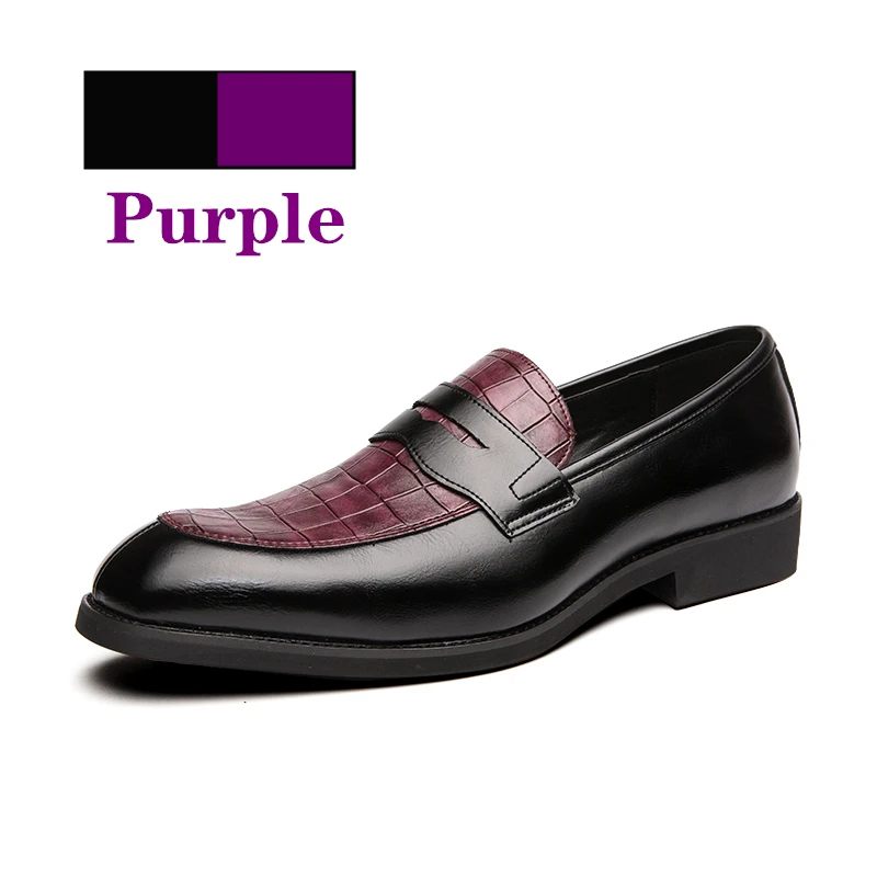 Misalwa/Брендовые мужские кожаные модельные туфли в британском и итальянском стиле слипоны фиолетового и зеленого цвета размера плюс 38-48, вечерние туфли для джентльменов, обувь для свадебного костюма - Цвет: Purple