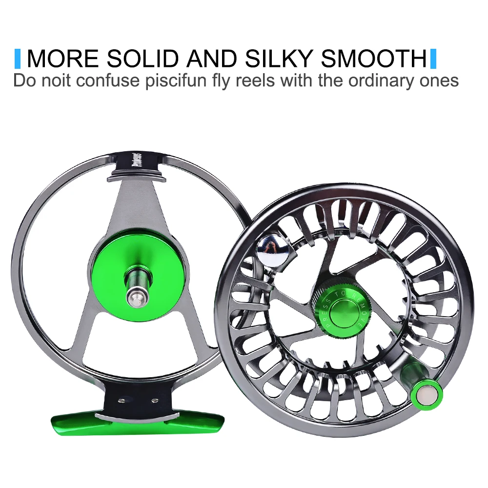 Roda de Pesca com Mosca Carretel de Pesca Lidar com Carretel da Mosca 3 + 1 Novo Alumínio Verde Arma Cor Voar Cnc Máquina Direita Esquerda bb & 2 de pesca com mosca verde & arma