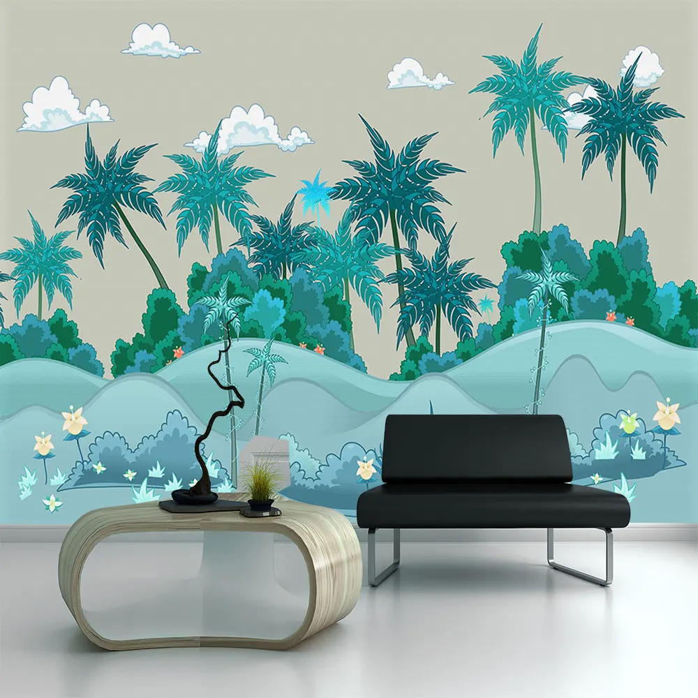 Украшение текстильные обои современный минималистичный нарисованный вручную мультфильм стена с изображением дерева