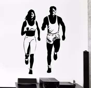 

Vinyl Wall Decal Gym Sport Run Jog Jogging Runner Activity Mural Art Wall Sticker Fitness Centre Bedroom Home Decor