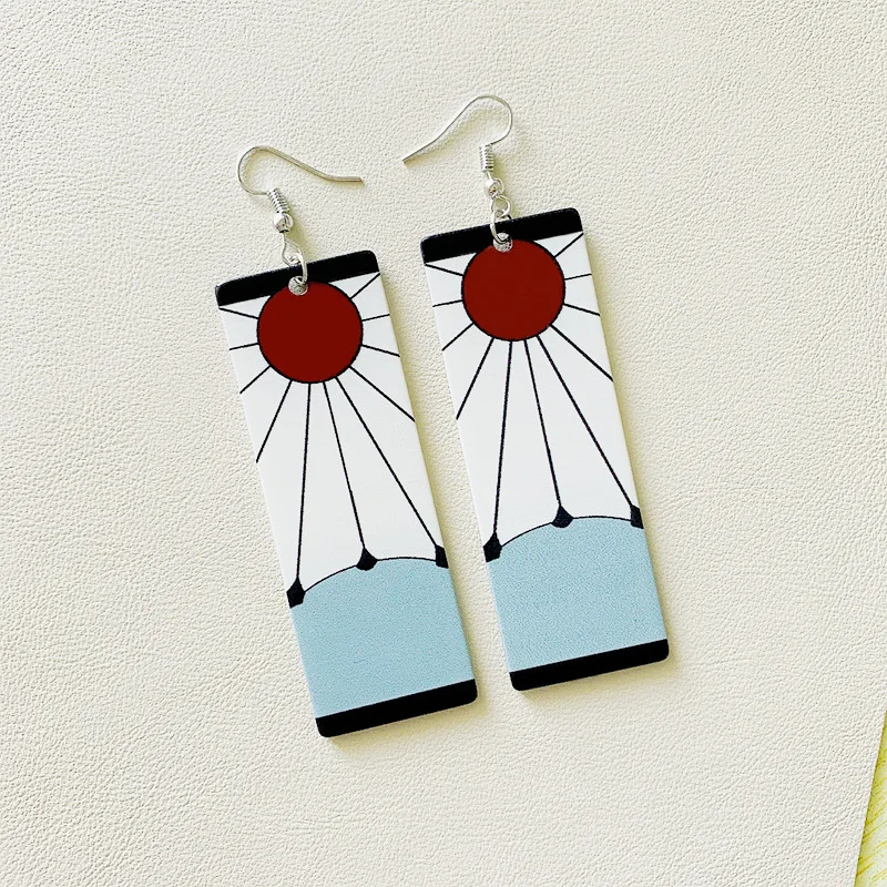 Anime Acrylic Tanjiro Hanafuda Earrings Dagiba Jewelry