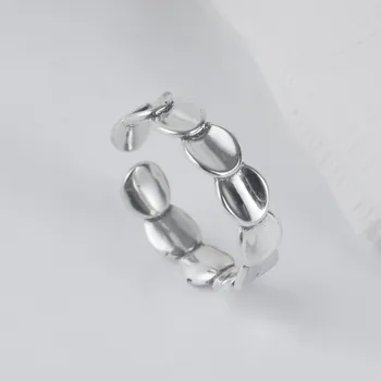 

S925 Sterling Silver Cold Wind Fish Scale Thai Silver Retro Open Adjustable Ring