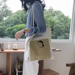 Женская Холщовая Сумка на плечо, женская сумка для покупок с принтом, женская простая сумка из эко-чистого хлопка, сумка-тоут #20