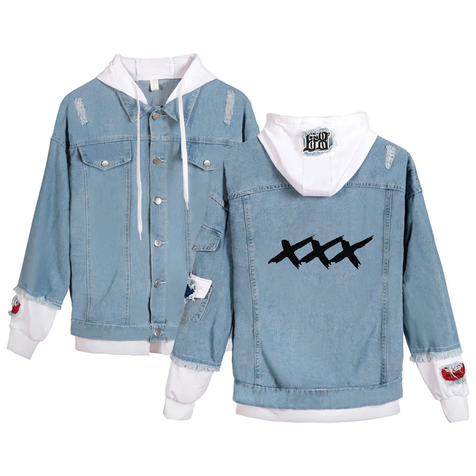 

2019 America Rap Singer Xxx tentacion Occident Fashion Women's Jeans Coat