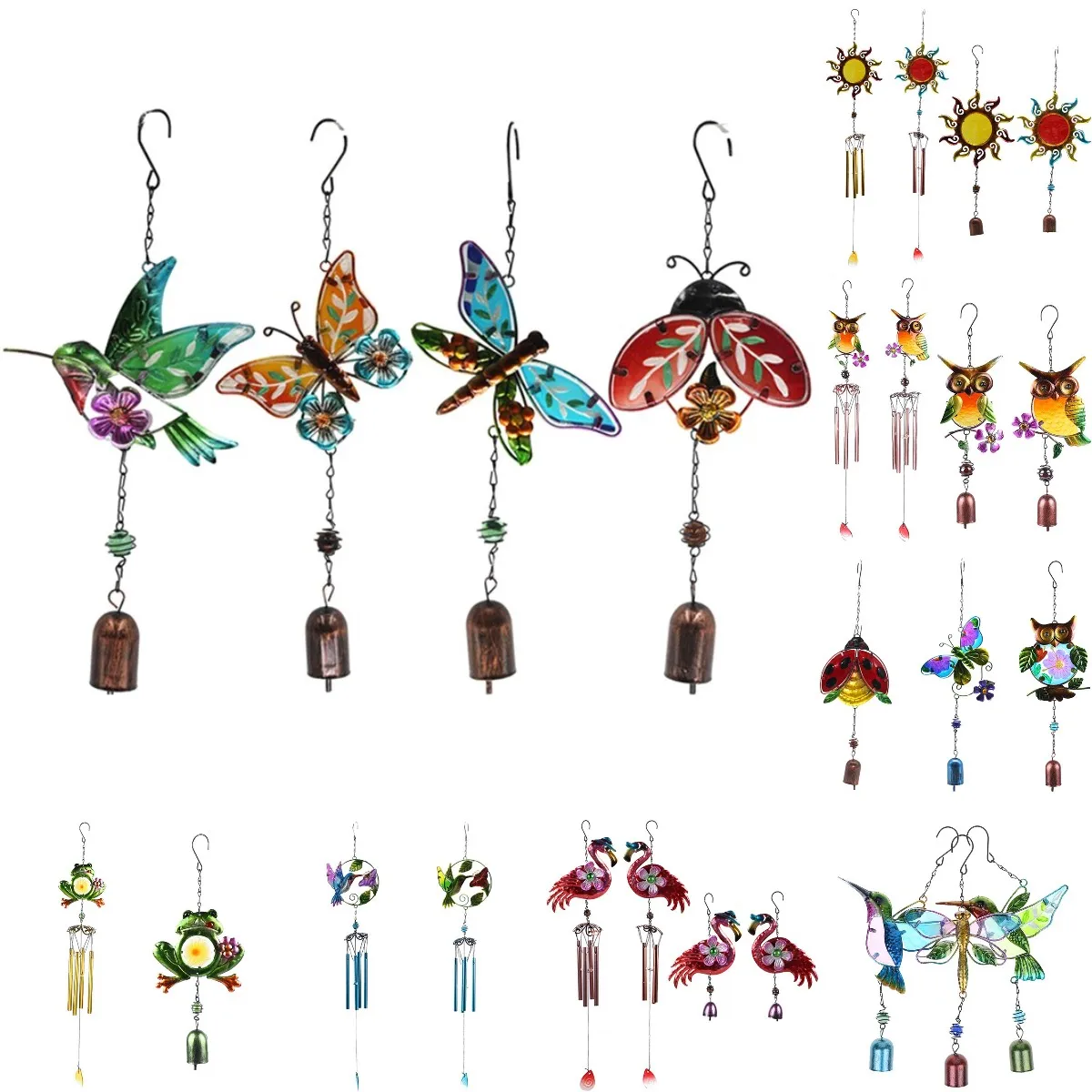Window Balcony Hummingbird Decor Wind Chimes Yard Home Wall Hanging Bird Bells Ornament for Home Window Door Decorarions