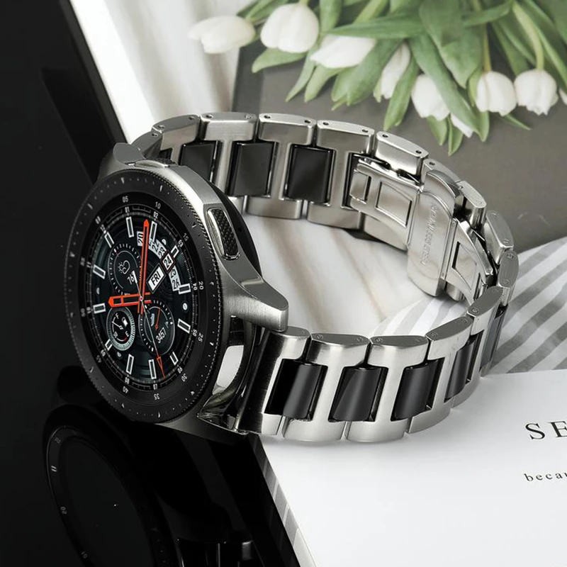 22Mm Keramiek \u0026 Rvs Horlogeband Voor Samsung Galaxy Horloge 46Mm/Watch3  45Mm/Gear S3 band Vlinder Gesp Riem Riem|band outlet|s3 messages3 red -  AliExpress