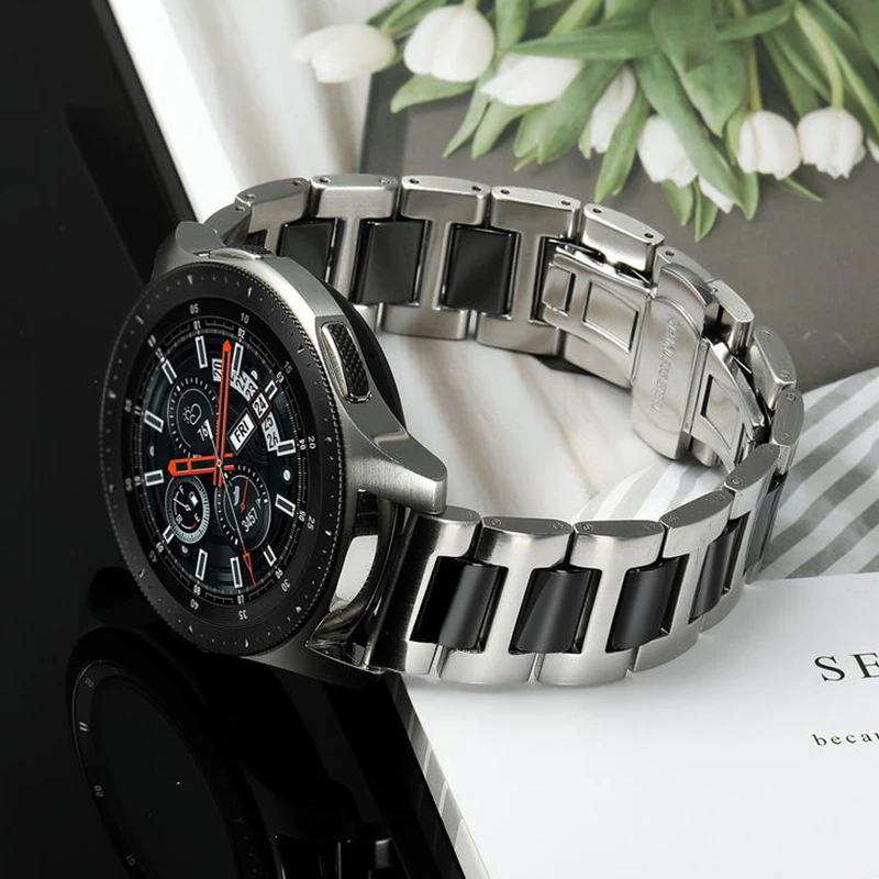 22mm cinturino in ceramica e acciaio inossidabile per Samsung Galaxy Watch  46mm / Watch3 45mm / Gear S3 cinturino con fibbia a farfalla|band outlet|s3  messages3 red - AliExpress