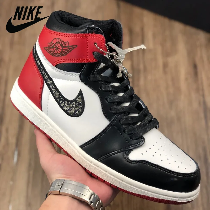 Обувь для баскетбола Dior x Nike Air Jordan 1 Red OG Мужская Женская и Удобная спортивная