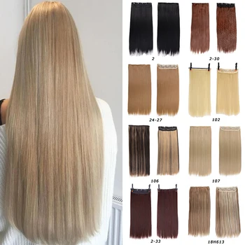 

XUANGUANG 5 clips / piece long straight hair clip 24 inch long female high temperament high temperature fiber synthetic wig