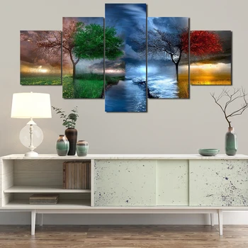 

Frame night art print 5 blocks HD printing modern modular wall poster canvas for home living room decoration