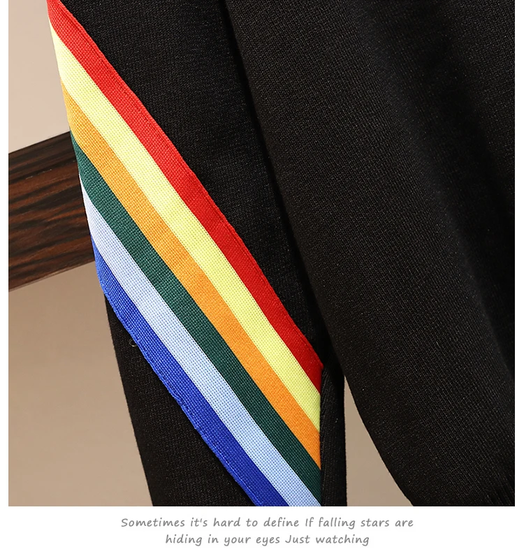 Женские осенние вязаные толстовки комплект из 2 предметов лоскутный пуловер Топ+ широкие брюки комплект из двух предметов трикотажные брюки спортивный костюм