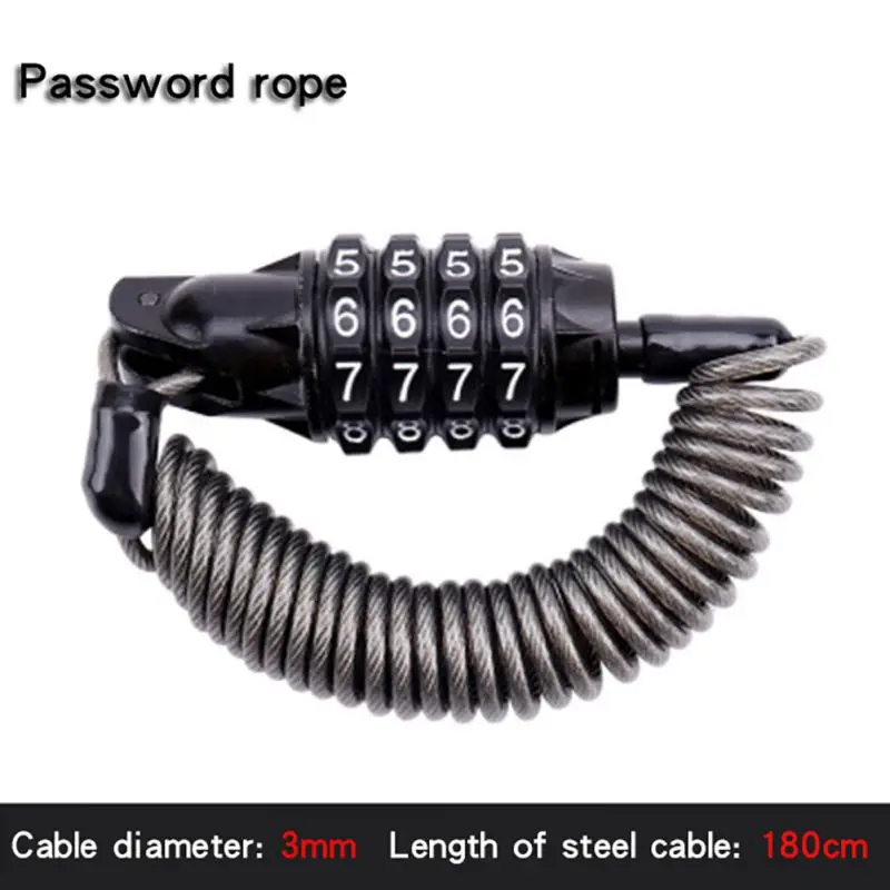 

Motorcycle Helmet Password Lock Bicycle Lock Multi-function Steel Wire 4 Digits Password Spring Security Lock