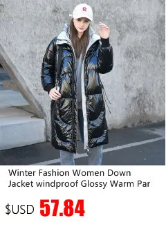 Женские зимние парки с капюшоном, пуховое пальто, высокая уличная мода, металлический цвет, Длинные парки, новая глянцевая Свободная верхняя одежда на молнии, YRF77