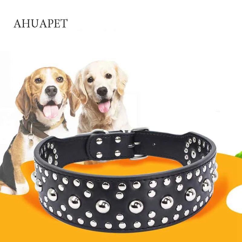 

Wide Pu Leather Collar Pet Collar Rivet Large Breed Dog Collars German Shepherd Studded Collar For Pitbull Bulldog Mastiff