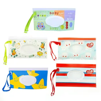 

Clutch and Clean Wipes Carrying Case Eco-friendly Wet Wipes Bag Clamshell Cosmetic Pouch Easy-carry Snap-strap Wipes Container
