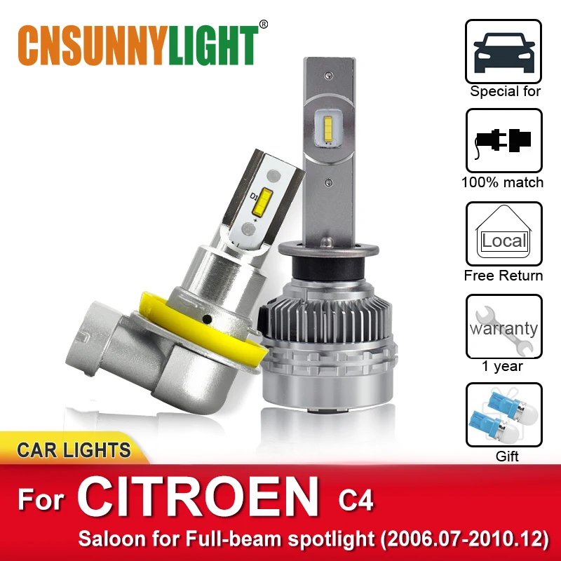 

CNSUNNYLIGHT Auto LED Headlamp Bulbs For CITROEN C4 Saloon for Full-beam spotlight 2006-2010 Foglight Bulbs Headlight Car Lamps