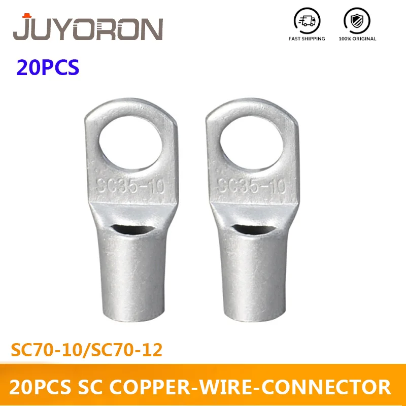 

20pcs SC 70-10 70-12 Wire Nose Terminal SC70 Bare Copper Battery Block Lugs Hole 70mm Wire SC Type Crimp Cable Connector