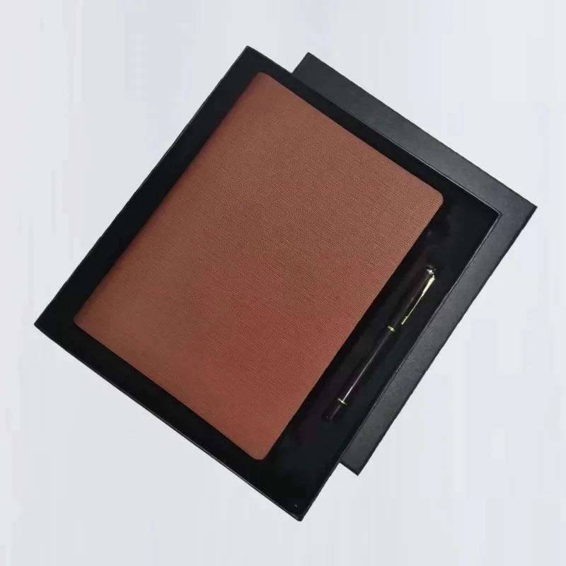 Gift Box D Записная книжка из искусственной кожи для деловых встреч, офиса, 6 отверстий, линия, дневник, несъемный блокнот, спираль, блокнот, на заказ, логотип, подарочная коробка - Цвет: Gift Box D