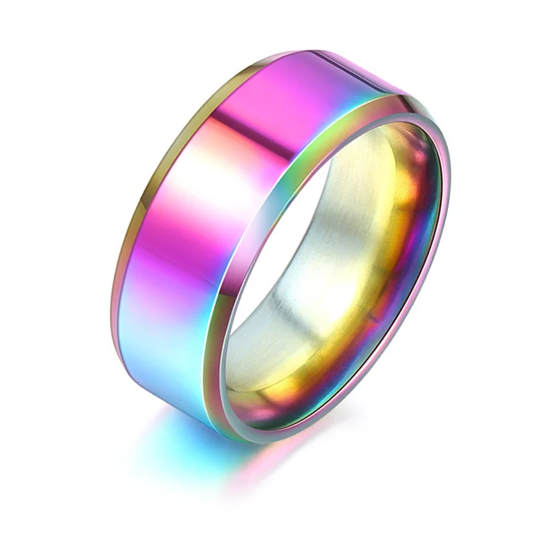 Черное/серебряное/золотое/синее/многоцветное титановое кольцо для мужчин - Цвет основного камня: Multicolor
