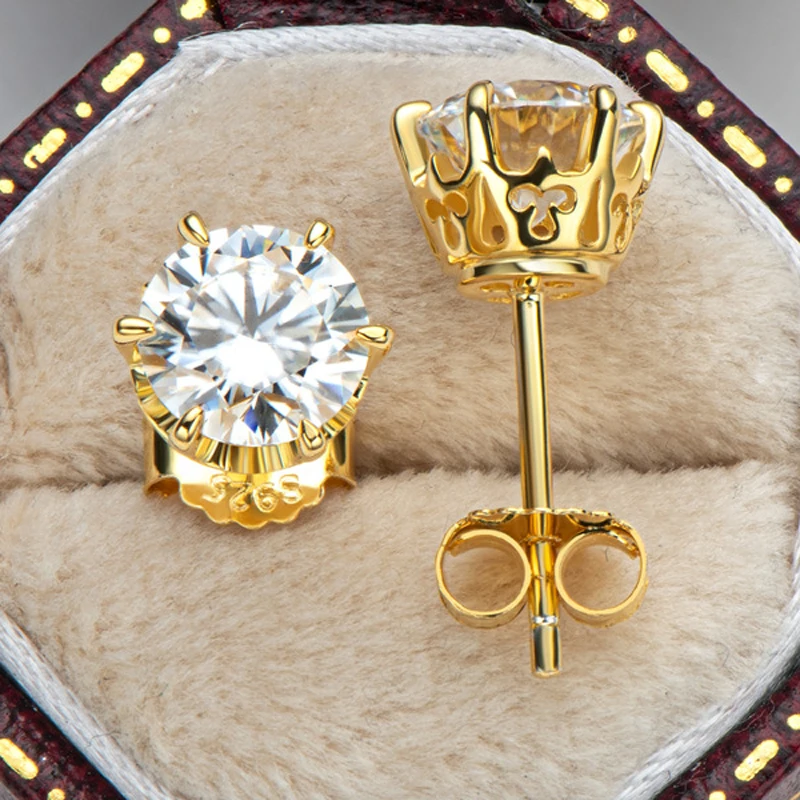 OEVAS Real 0.5/1 Carat D Color Moissanite Gold Color Stud Earrings For Women 100% 925 Sterling Silver Sparkling Fine Jewelry