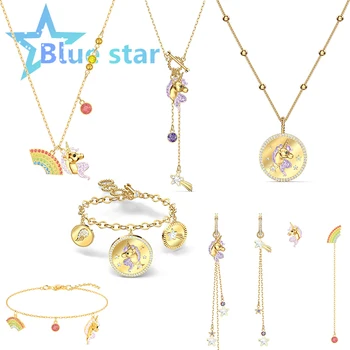 

Swarovskis original 1:1 Sunshine Unicorn Jewelry Unicorn Necklace and Unicorn Earring Charm Jewelry Lady Necklace