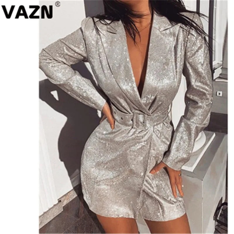 VAZN, высокое качество, элегантный офисный, женский комбинезон, костюм, повседневный стиль, однотонный, длинный рукав, толстый, осенний, женский, простой костюм JZ432