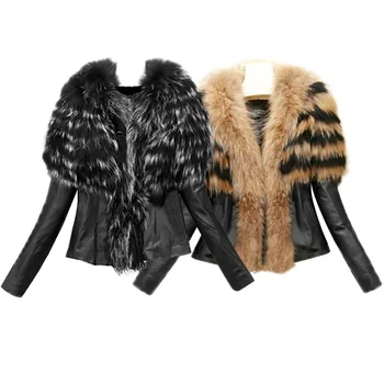 

Winter Jacket Women Thick Parka Artificial Fur Collar Coat Faux Leather Slim Women Winter Warm Jacket Coat